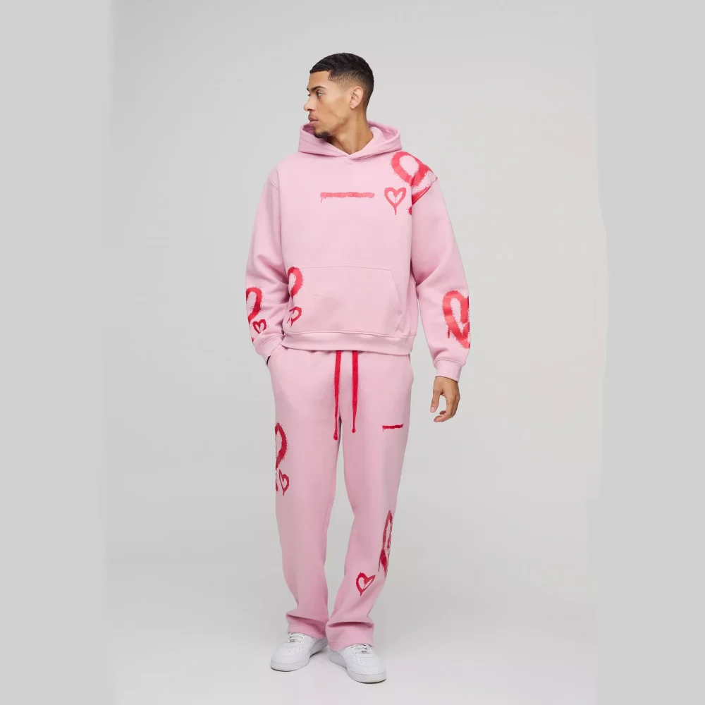 Oversized Worldwide Cross Zip Hooded Short Tracksuit
